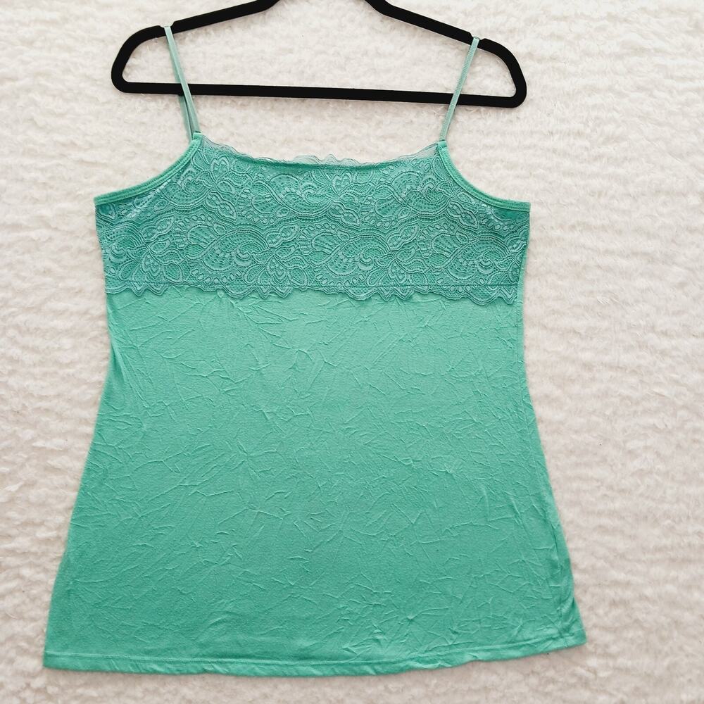 Cami Blouse Top Mint Lace Babydoll Crinkle Fairy Cottagecore Coquette Y2K Size L